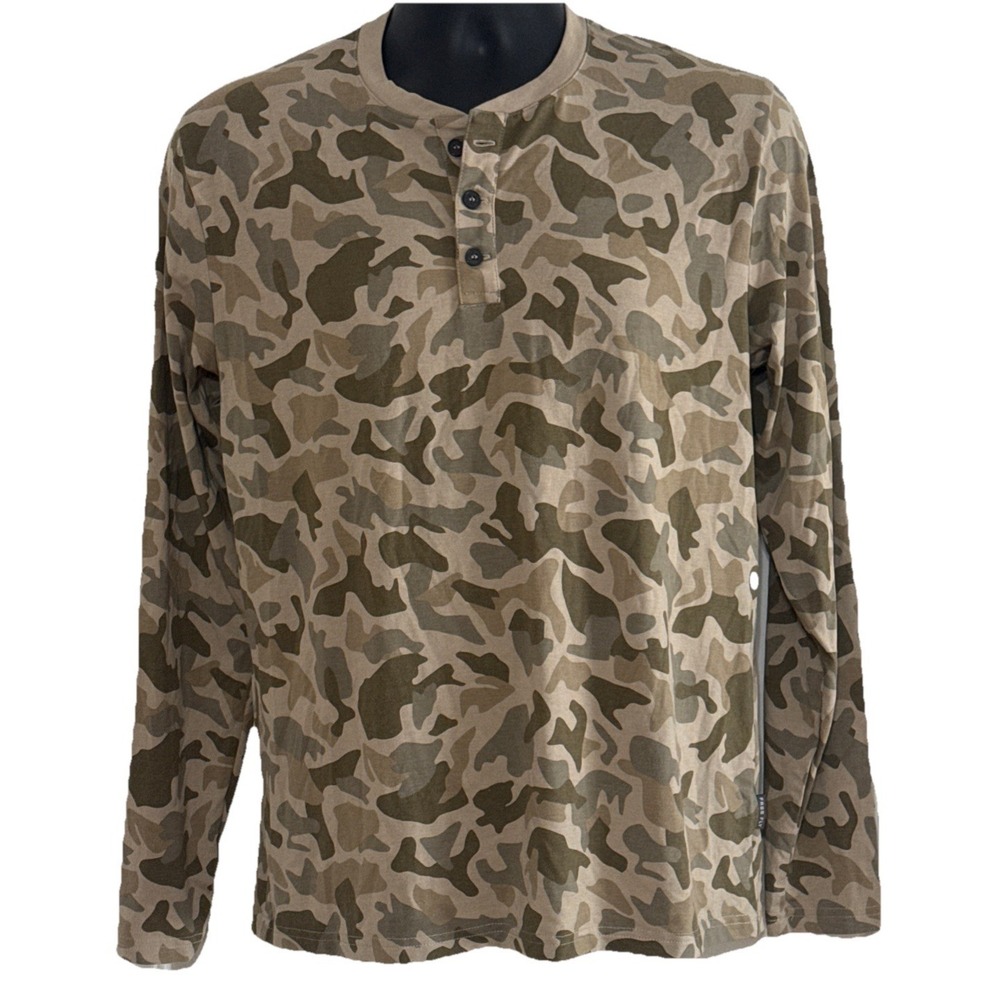 Free Fly Long Sleeve‎ Camo Pullover Henley W Bamboo Fiber Shirt